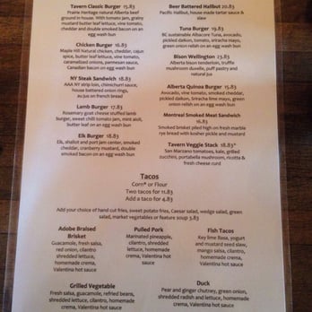 Tavern 1883 - The September menu. - Pubs Near Me - Canmore, Alberta