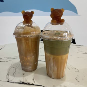 Snowcano - Coconut blend coffee & matcha latte | ig: @veroeatss - Shaved Ice Near Me - Katy, Texas