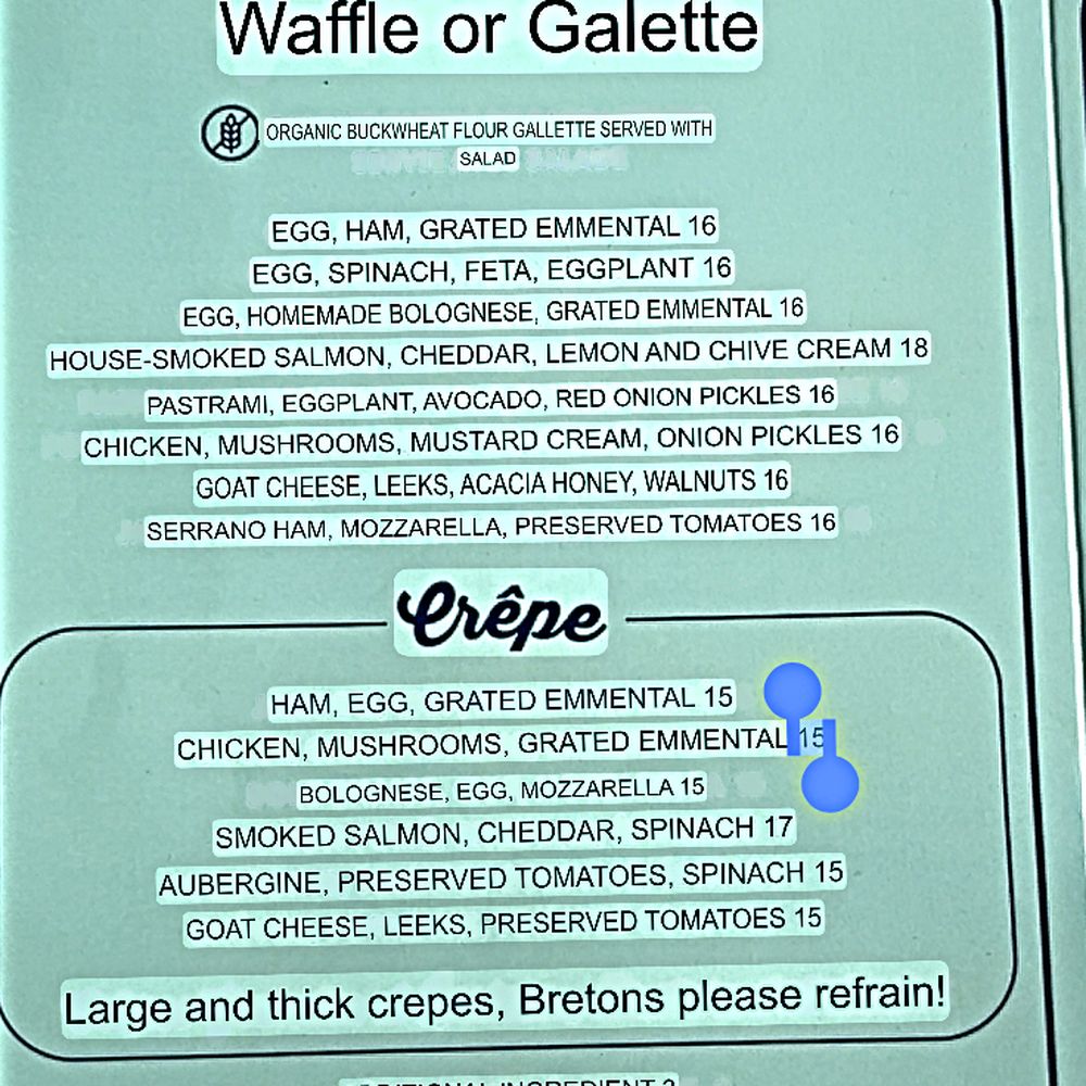 La Crème de Paris - Savory Crepe or waffle menu translated to English - Ice Cream & Frozen Yogurt Near Me - Paris, 75 La Crème de Paris - Savory Crepe or waffle menu translated to English - Ice Cream & Frozen Yogurt Near Me - Paris, 75