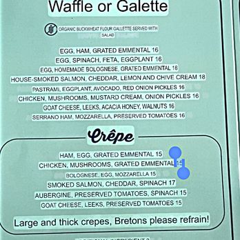 La Crème de Paris - Savory Crepe or waffle menu translated to English - Ice Cream & Frozen Yogurt Near Me - Paris, 75 La Crème de Paris - Savory Crepe or waffle menu translated to English - Ice Cream & Frozen Yogurt Near Me - Paris, 75