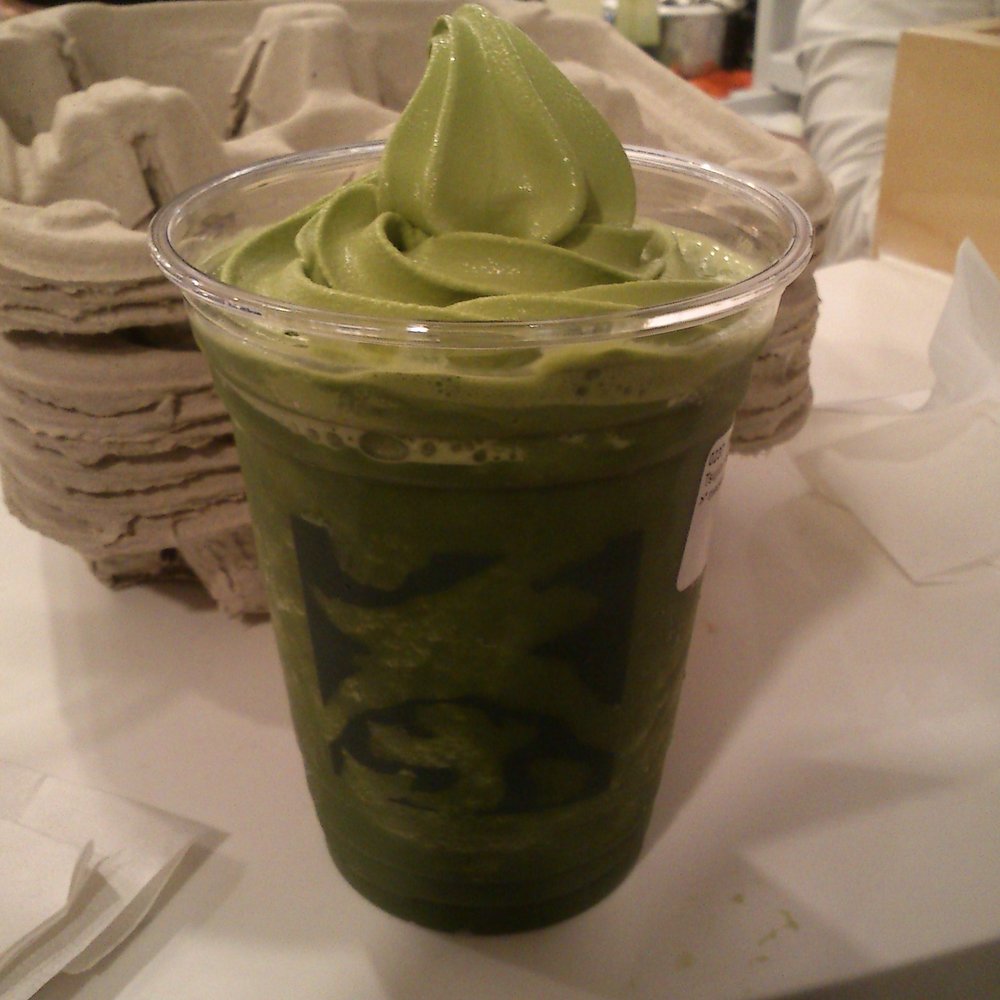 Tsujiri - My matcha float with matcha soft serve. The soft serve is pretty decent but the slush underneath is a little too sweet. - Tea Rooms Near Me - Toronto, Ontario Tsujiri - My matcha float with matcha soft serve. The soft serve is pretty decent but the slush underneath is a little too sweet. - Tea Rooms Near Me - Toronto, Ontario