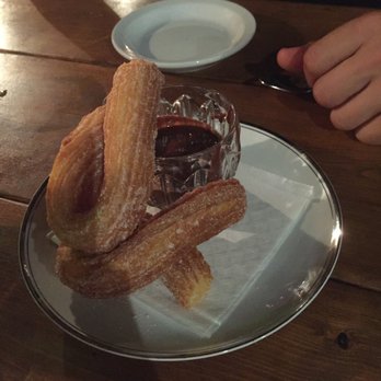 Chaval - Churros, with hot chocolate sauce - Spanish Near Me - Portland, Maine Chaval - Churros, with hot chocolate sauce - Spanish Near Me - Portland, Maine