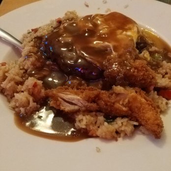 Kona Kitchen - Seattle - Hamburger Loco Loco with a couple pieces of chicken katsu to try. - Hawaiian Near Me - Seattle, Washington
