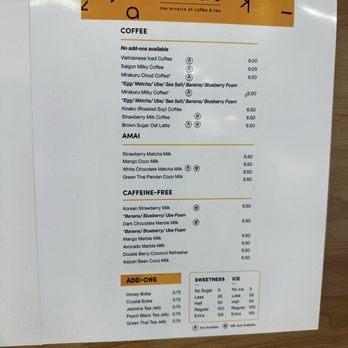 Mirakuru - Menu - Coffee & Tea Near Me - Garden Grove, California
