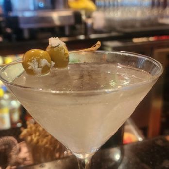 Cara Mia - Tito's dirty martini with blue cheese stuffed  olives by Esther. - Italian Near Me - Rancho Cucamonga, California