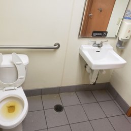 Bathrooms are horrible and yes that is urine on the floor.
