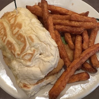 The Crystal Grill - Shrimp poorboy and sweet potato fries. - New American Near Me - Greenwood, Mississippi The Crystal Grill - Shrimp poorboy and sweet potato fries. - New American Near Me - Greenwood, Mississippi