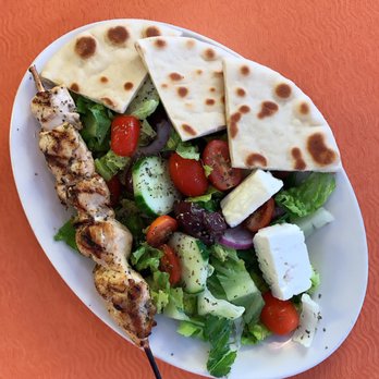 Burger Baron Restaurant - Kabob Stick w/ Greek Salad - Burgers Near Me - Chicago, Illinois Burger Baron Restaurant - Kabob Stick w/ Greek Salad - Burgers Near Me - Chicago, Illinois