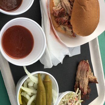 Dozier's BBQ - Pulled pork sandwich, 2 types of BBQ sauce, and broccoli slaw. - Meat Shops Near Me - Fulshear, Texas Dozier's BBQ - Pulled pork sandwich, 2 types of BBQ sauce, and broccoli slaw. - Meat Shops Near Me - Fulshear, Texas