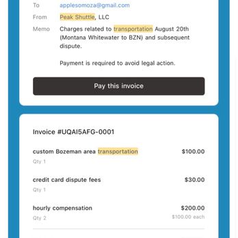 Peak Shuttle - owner Mr Gay sent me several harrassing emails and invoice. Owner of Peak shuttle is unhinged - Airport Shuttles Near Me Peak Shuttle - owner Mr Gay sent me several harrassing emails and invoice. Owner of Peak shuttle is unhinged - Airport Shuttles Near Me