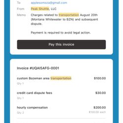 Peak Shuttle - Owner Mr Gay sent me several harrassing emails and invoice. Owner of Peak shuttle  is unhinged