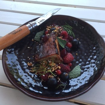 Lion and Owl - Sweet spicy pork belly with berries and granola on a porcini fennel Pinot sauce - Breakfast & Brunch Near Me - Eugene, Oregon Lion and Owl - Sweet spicy pork belly with berries and granola on a porcini fennel Pinot sauce - Breakfast & Brunch Near Me - Eugene, Oregon
