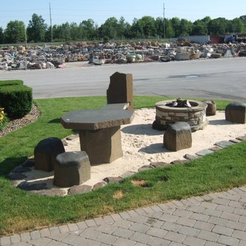 Select Stone Company - Natural Basalt Stone Seats and Table set in Beach Sand area - Building Supplies Near Me - Monclova, Ohio Select Stone Company - Natural Basalt Stone Seats and Table set in Beach Sand area - Building Supplies Near Me - Monclova, Ohio