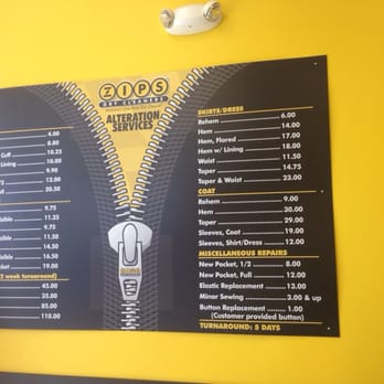 ZIPS Cleaners - Alteration prices - Sewing & Alterations Near Me - Fairfax, Virginia ZIPS Cleaners - Alteration prices - Sewing & Alterations Near Me - Fairfax, Virginia