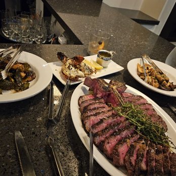 The Cutlery - The goods....  Porterhouse med rare w/ lo terrain, mushroom medley and brussel sprouys - Steakhouses Near Me - Honolulu, Hawaii