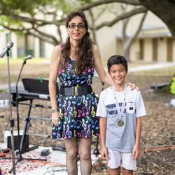 Miss Ruth's Piano School - Landon and his piano medal at the Awards Ceremony of the "2021 Miss Ruth's Piano School's 1rst Outdoor Recital"