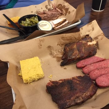 Mission BBQ - Brisket, Spare Ribs, Baby Back Ribs, Turkey, Sausage, Green Beans, & Cornbread. With a drink it cost $28. Not bad! - Barbeque Near Me - Wilmington, North Carolina Mission BBQ - Brisket, Spare Ribs, Baby Back Ribs, Turkey, Sausage, Green Beans, & Cornbread. With a drink it cost $28. Not bad! - Barbeque Near Me - Wilmington, North Carolina