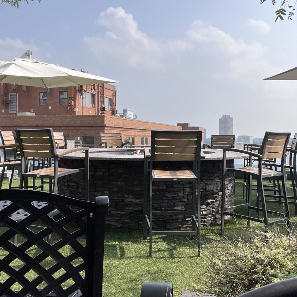 Grain - Outside sitting area with the city background. - Beer Gardens Near Me - Norfolk, Virginia