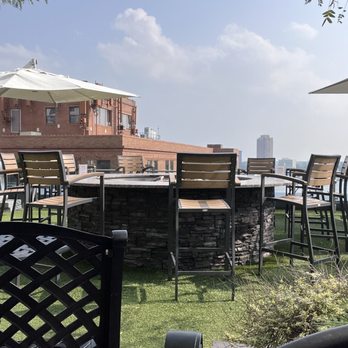 Grain - Outside sitting area with the city background. - Beer Gardens Near Me - Norfolk, Virginia