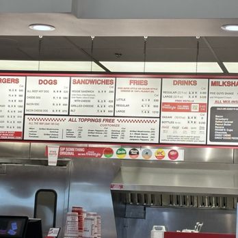 Five Guys - Menu - Burgers Near Me - Hagerstown, Maryland