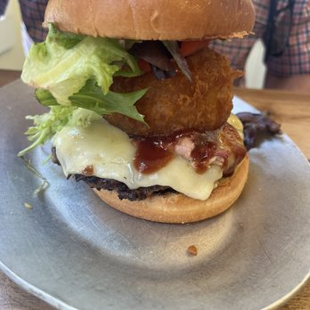 bisQit - Pork on hb with onion ring - Burgers Near Me - Pawleys Island, South Carolina bisQit - Pork on hb with onion ring - Burgers Near Me - Pawleys Island, South Carolina