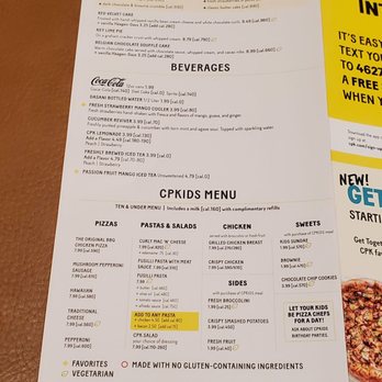 California Pizza Kitchen - Menu - Pizza Near Me - San Francisco, California