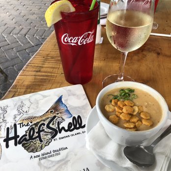 The Half Shell - Crab bisque and Sea Pearl Sauvignon Blanc. Good! - Seafood Near Me - Saint Simons Island, Georgia The Half Shell - Crab bisque and Sea Pearl Sauvignon Blanc. Good! - Seafood Near Me - Saint Simons Island, Georgia