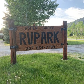 Aspen Grove RV Park - Sign from Hwy - RV Parks Near Me - Alpine, Wyoming Aspen Grove RV Park - Sign from Hwy - RV Parks Near Me - Alpine, Wyoming