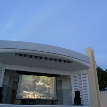 Miami Beach Bandshell - ParaNorman playing on the big screen.  You can see the moon overhead. - Performing Arts Near Me - Miami Beach, Florida
