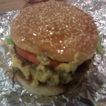 Five Guys - Bacon Cheesebuger with Mayo, Lettuce, Tomatoes Grilled Onions, Grilled Mushrooms, Ketchup, Green Peppers and Bar-B-Q Sauce! YUM! - Burgers Near Me - Pittsburgh, Pennsylvania Five Guys - Bacon Cheesebuger with Mayo, Lettuce, Tomatoes Grilled Onions, Grilled Mushrooms, Ketchup, Green Peppers and Bar-B-Q Sauce! YUM! - Burgers Near Me - Pittsburgh, Pennsylvania