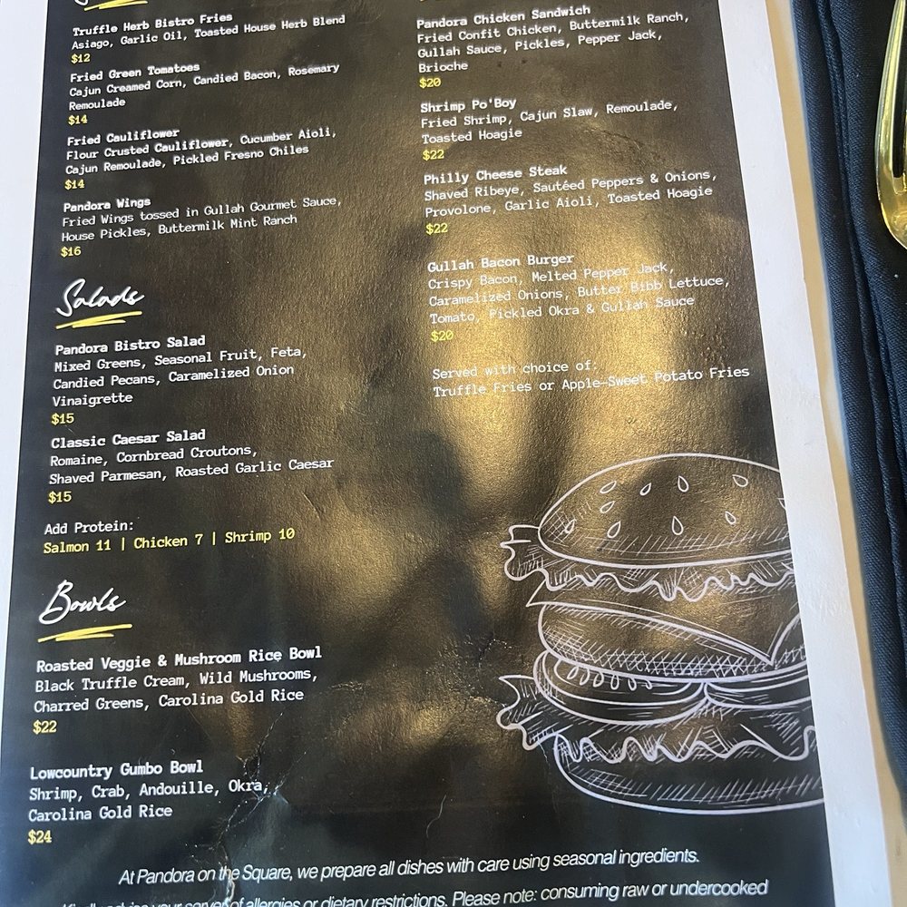 Pandora On The Square - Lunch Menu - Southern Near Me - McDonough, Georgia