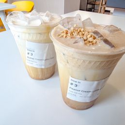Peanut cream latte and buttercream latte