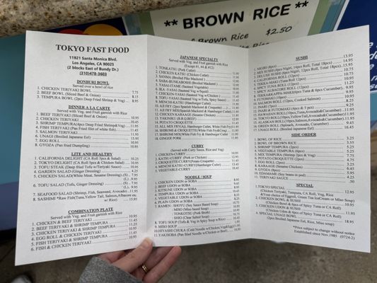 Menu photo 1 Tokyo Fast Food Los Angeles, CA