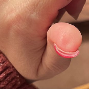 90 Nails - Gap between natural nail and applied tip - Nail Salons Near Me - Adrian, Michigan