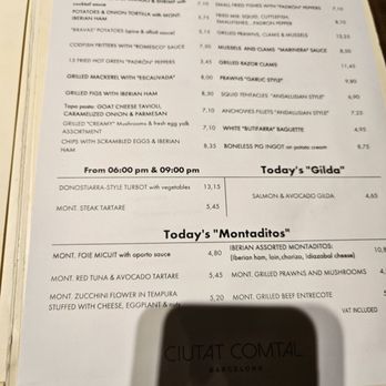 Ciutat Comtal - english menu 2 - Tapas Bars Near Me - Barcelona, B