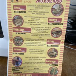 The Happy Taco - Fall 2024 Daily Specials