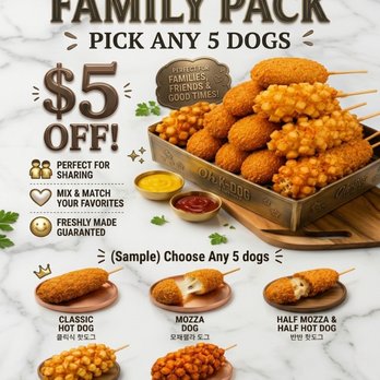 Oh K-Dog - Pick Any 5 Dogs, Get $5 off - Korean Near Me - Fort Worth, Texas Oh K-Dog - Pick Any 5 Dogs, Get $5 off - Korean Near Me - Fort Worth, Texas