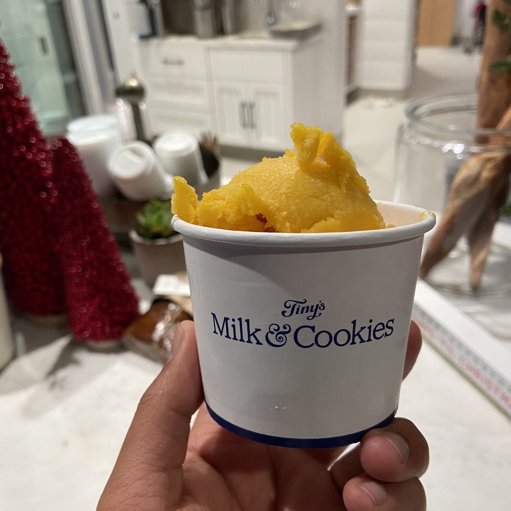 Tinys Milk & Cookies - Mango passion fruit sorbet - Coffee & Tea Near Me - Houston, Texas Tinys Milk & Cookies - Mango passion fruit sorbet - Coffee & Tea Near Me - Houston, Texas