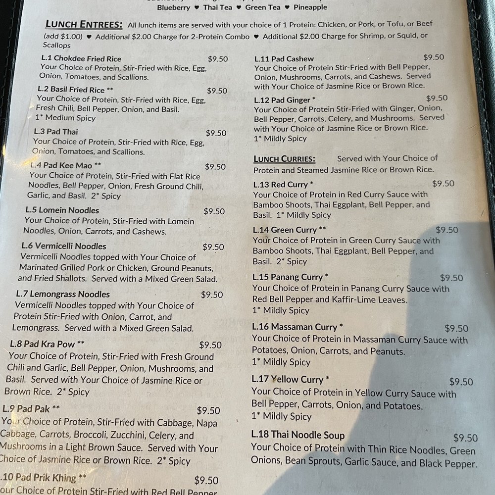 Chokdee Thai Cuisine of Manor - Lunch menu - Thai Near Me - Manor, Texas