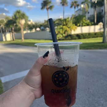 Quickly Boba Tea - Raspberry-Kiwi fruit tea with strawberry popping - Bubble Tea Near Me - Orlando, Florida Quickly Boba Tea - Raspberry-Kiwi fruit tea with strawberry popping - Bubble Tea Near Me - Orlando, Florida