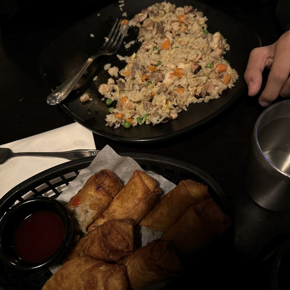 Happy Bento - Combination fried rice with eggrolls - Sushi Bars Near Me - Puyallup, Washington