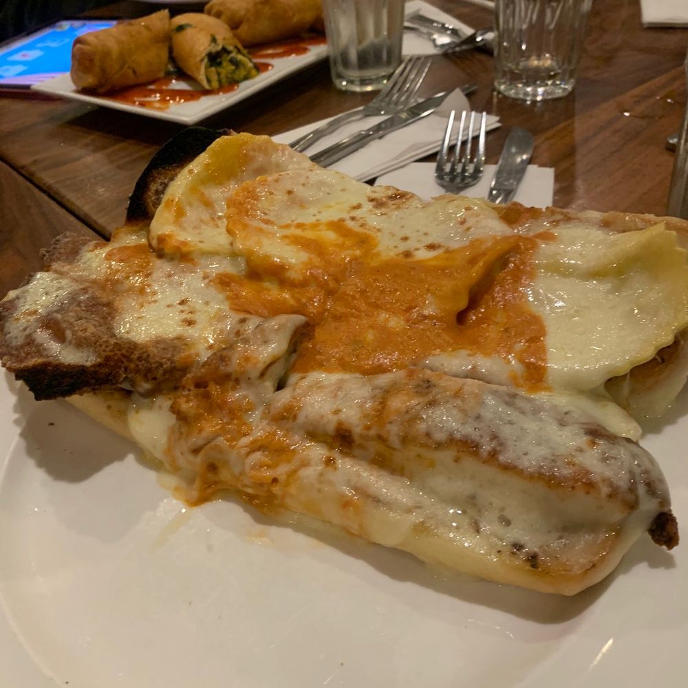 Mt. Kisco Diner - The Jersey Shore- Chicken Cutlet, Ala Vodka sauce, Cheese Ravioli, on garlic bread. - Diners Near Me - Mount Kisco, New York
