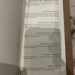 Signature Beverages Menu Signature Beverages Menu