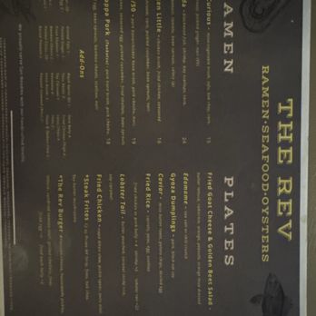 The Rev - The menu - Seafood Near Me - Orlando, Florida