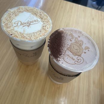 Honey Greens Cafe - Left toasted coconut latte, right is tiramisu latte. - Juice Bars & Smoothies Near Me - Downey, California Honey Greens Cafe - Left toasted coconut latte, right is tiramisu latte. - Juice Bars & Smoothies Near Me - Downey, California