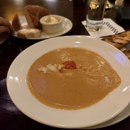 Lobster Bisque. I would say mid. There was only one little lump in a big bowl of unflavorful bisque. Lobster Bisque. I would say mid. There was only one little lump in a big bowl of unflavorful bisque.