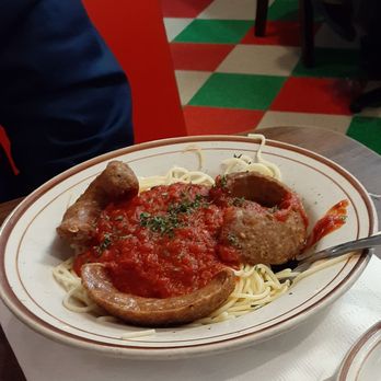 Angelina's Pizzeria - Spaghetti with marinara sauce and sliced sausage - Pizza Near Me - Deland, Florida