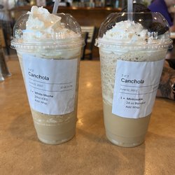 Blues Katz Rock N Roll Grill - On the left is a white mocha frappe and on the right we have mint cookie crumble.