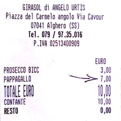 girasol - Questo è lo scontrino che giustifica la mia pessima recensione per questo locale