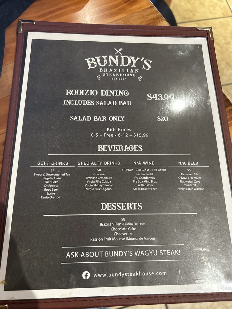 BUNDY’S BRAZILLIAN STEAKHOUSE Updated November 2024 18 Reviews